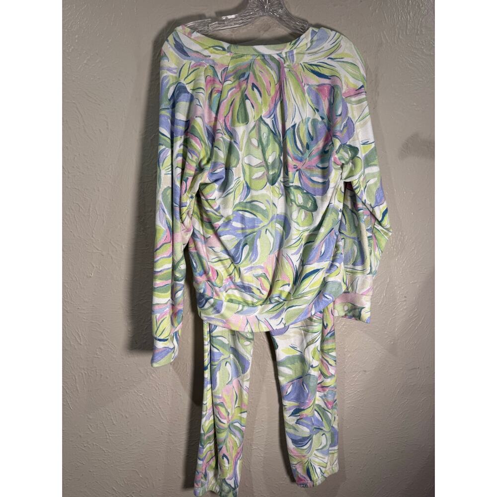 P.J. Salvage Cool Breeze Tropical Leaf Cozy Pajamas Small - Picture 4 of 8
